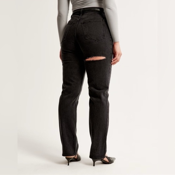 Abercrombie & fitch the 90s straight ultra high rise black jeans size 4 long - Picture 1 of 8